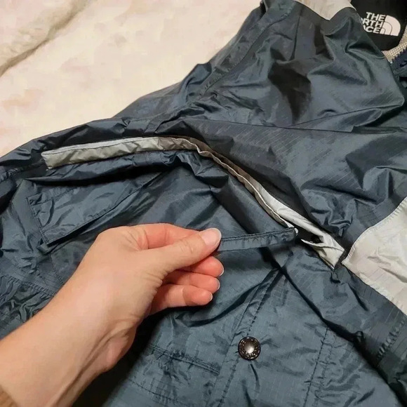 Vintage 90s Mens North Face Rain Jacket Hooded Nylon Windbreaker Size L Teal - Picture 10 of 11